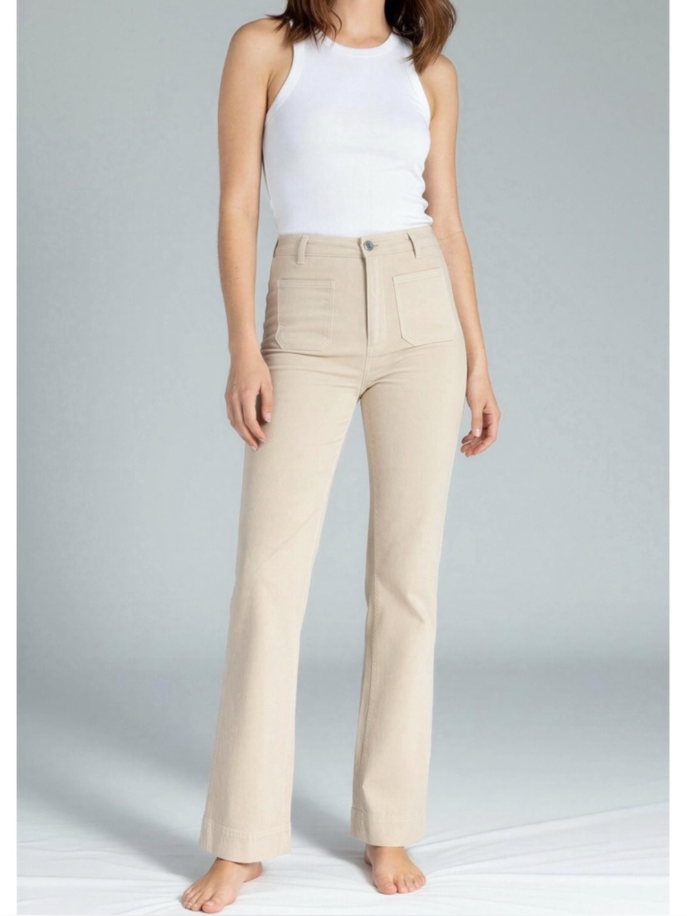 ROUJE PARIS Belleville Jeans, Cream, 28”